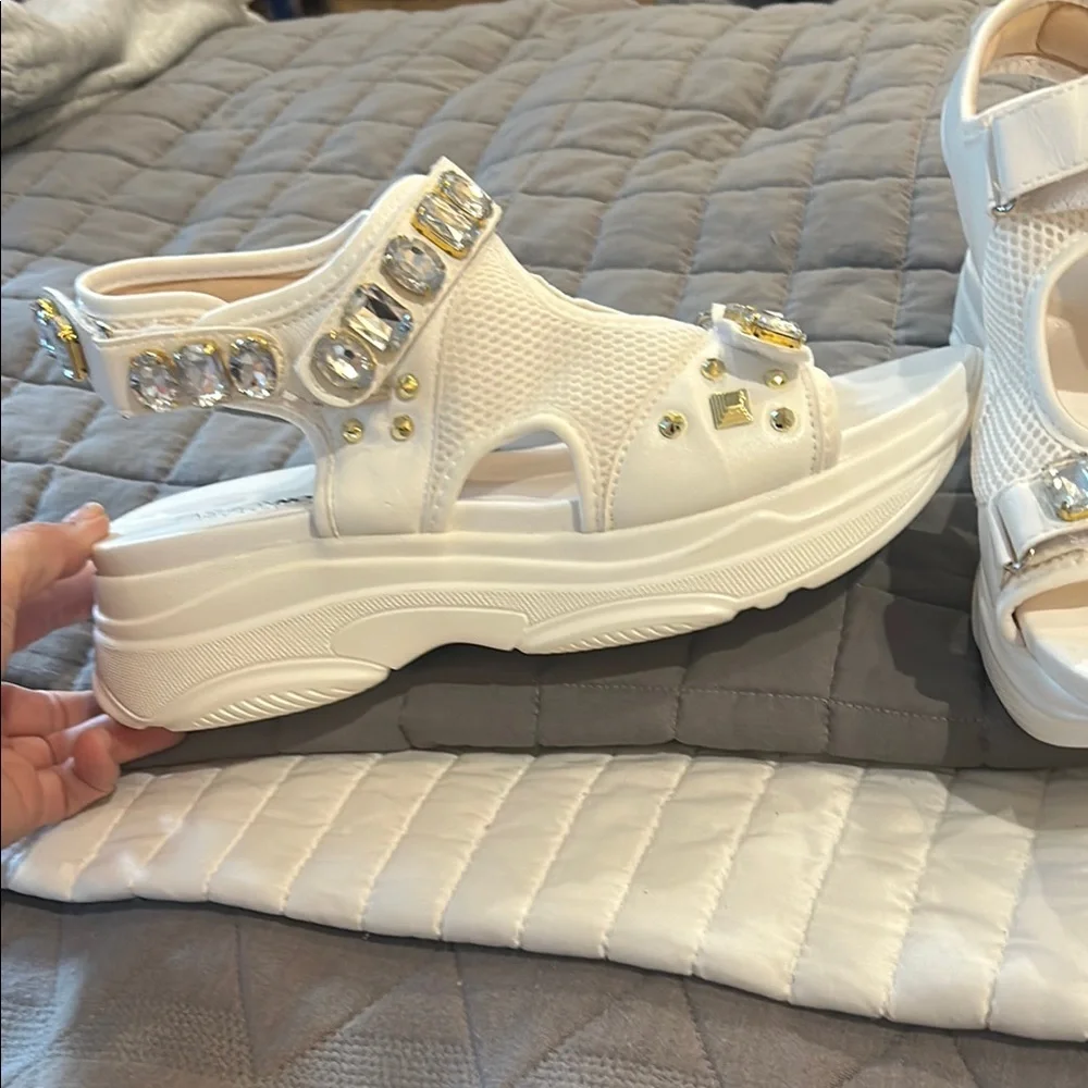 Fashion Nova White Gem-Embellished Sandals - Picture 3 of 5